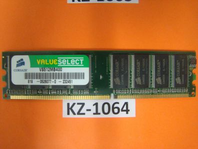 Corsair Value Select - DDR 512 MB - DIMM - 400 MHz / PC3200 - CL2.5 #KZ-1064