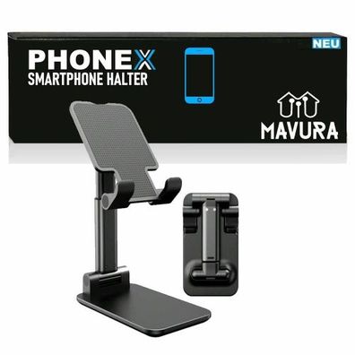 PHONEX Handyhalterung Tisch Ständer Handyhhalter für Smartphone Tablet Schwarz