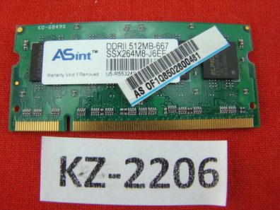 512MB ASint SO-DDR2 DDR II DIMM Arbeitsspeicher RAM PC2-5300S SSX264M8 #KZ-2206