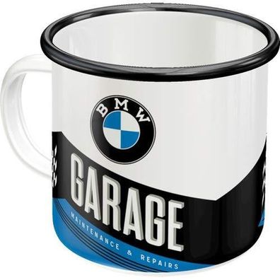 BMW Garage Emaille Kaffee Becher Kaffeetasse Kaffeepott Groß
