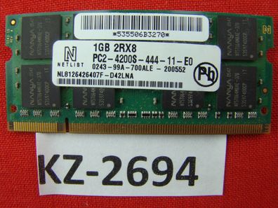 Netlist Notebook Ram 1GB 2Rx8 PC2-4200S 533 Mhz Dual Rank #KZ-2694