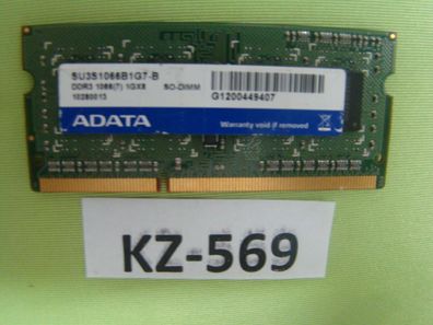 ADATA 1GB SO-Dimm 1Rx8 DDR3 1066 1gx8 su3s1066b1g7-b #Kz-569