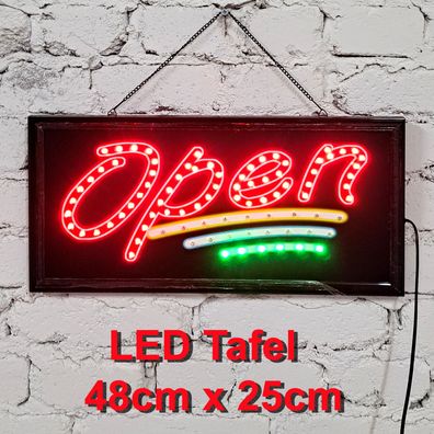 Leuchttafel Lichtafel Leuchtschild Werbung Werbeschild LED OPEN 48 x 25 cm Reklame...