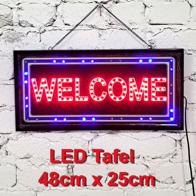 Leuchttafel Lichtafel Leuchtschild Werbung Werbeschild LED Welcome 48 x 25 cm ...