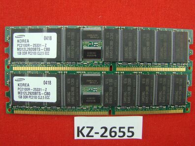 2x1GB Samsung DDR1 PC2100R 266MHz CL2.5 ECC Reg Server-RAM M312L2920BTS-CB0 2655