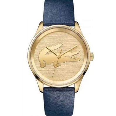 Lacoste Damen Datum klassisch Quarz Uhr mit Leder Armband 2000996