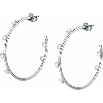 Luxury steel earrings with clear Creole SAUP08 crystals