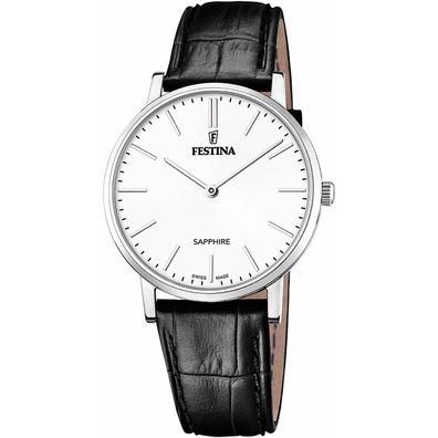 Festina Herren. Analog Quarz Uhr mit Leder Armband F20012/1