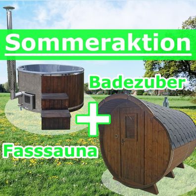 Finnischer Badezuber Ø 2m und Fasssauna L 3m