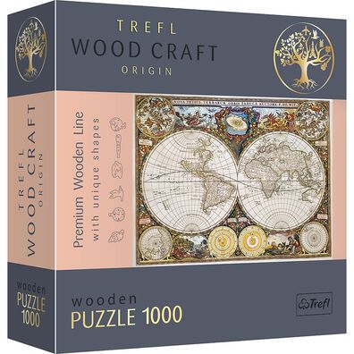 Trefl 20144 Wood Craft Antike Weltkarte 1000 Teile Holzpuzzle