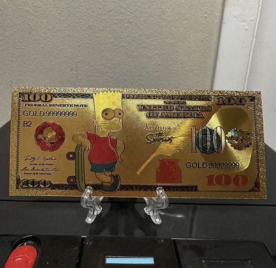 Sammler Goldfolie Banknote Bart Simpson Zeichentrick (GBA0103265)