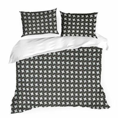 Bettwäsche Kissenbezug Bettbezug Bettwaren Set 200 x 220 cm weiß schwarz Deko Modern