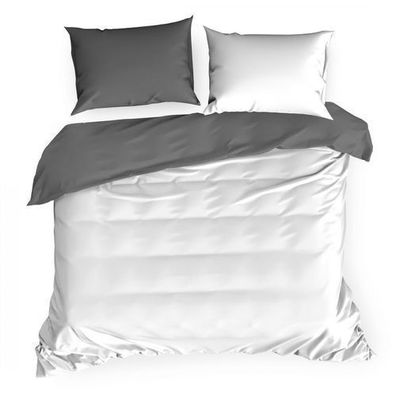 Bettwäsche Kissenbezug Bettbezug Bettwaren Set 220 x 200 cm grau weiß Baumwolle Deko