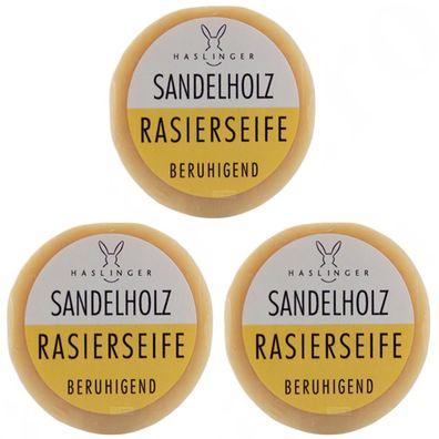 Haslinger Rasierseife Sandelholz 3x 60g beruhigend - triple Pack