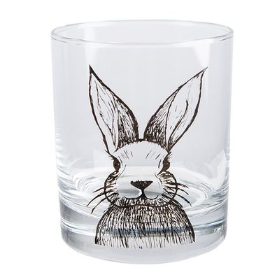 Clayre & Eef Wasserglas 300 ml Transparant Glas Kaninchen (Gr. Ø 8x9 cm / 300 ml)