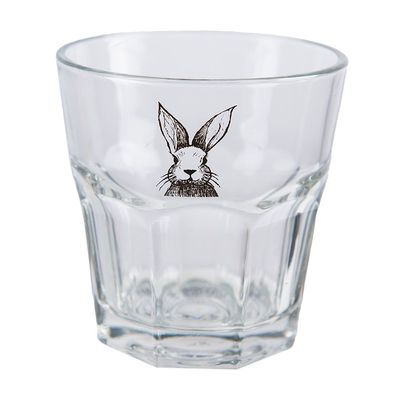 Clayre & Eef Wasserglas 200 ml Transparant Glas Kaninchen (Gr. Ø 8x8 cm / 200 ml)