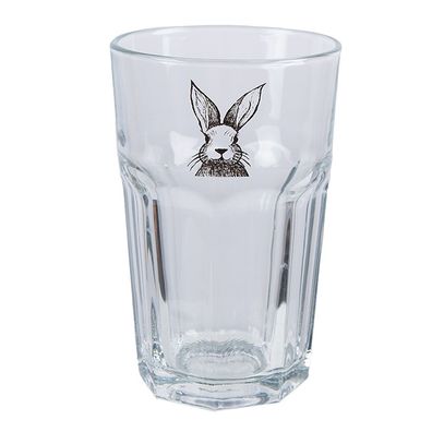 Clayre & Eef Wasserglas 300 ml Transparant Glas Kaninchen (Gr. Ø 7x12 cm / 300 ml)