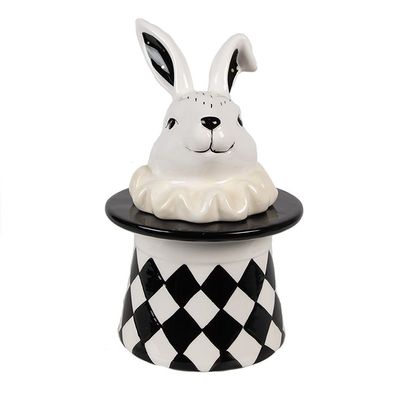 Clayre & Eef Vorratsglas Kaninchen 20 cm Weiß Schwarz Keramik (Gr. 13x13x20 cm)
