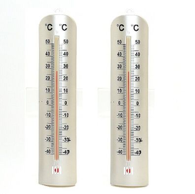 2 x Außenthermometer Gartenthermometer Garten Thermometer 26,5cm silber