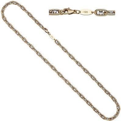 Halskette 5,6 mm Kette 585 Gold Gelbgold Weißgold bicolor 55 cm Goldkette