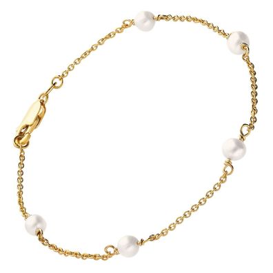 trendor Schmuck Damen-Armband mit Perlen 925 Silber Vergoldet 19 cm 68155