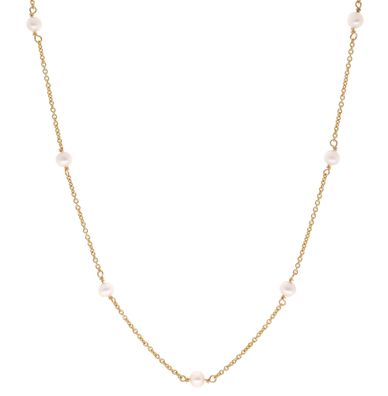 trendor Schmuck Damen-Halskette mit Perlen 925 Silber Vergoldet 45 cm 68154