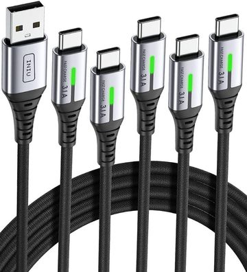INIU Ladekabel USB C[5 Stück] 3,1A USB C auf USB Kabel QC 3.0 USB-C 1-3 Meter