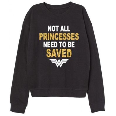 Wonder Woman T-Shirt 'NOT ALL Princesses NEED TO BE SAVED' | Schwarz | Größen S-XL