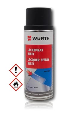 Würth Lack Spray MATT Schwarz RAL 9005 400ml Spraydose Autolack