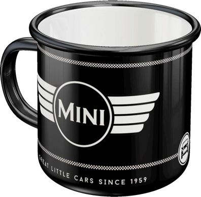 Mini Logo Black Classic Emaille Kaffee Becher Kaffeetasse Tasse