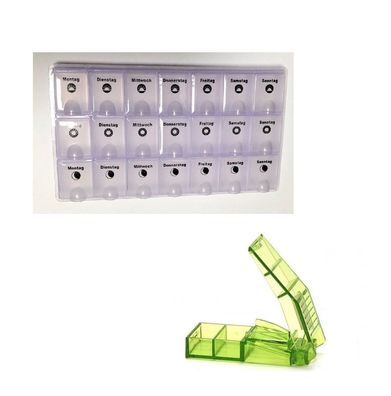 SET 7 Tage Pillenbox - Pillendose Medikamentenbox Tablettenbox + Pillenteiler