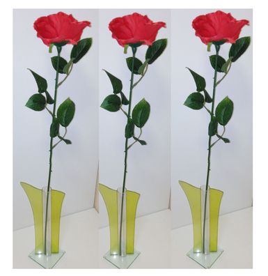 Rose Stielrose Rot künstliche Rose Strauß Rosenstrauß 3 Stück