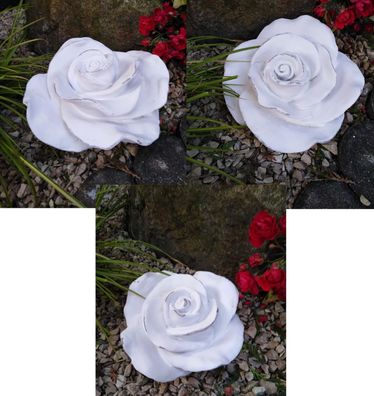 XL Rose Rosen Rosenblüte Blumen Blüte Dekoration Tischdeko weiß versch. Größen