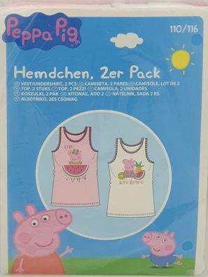 NEU 2er Mädchen Unterhemden Peppa Pig Wutz Kinder Unterwäsche 110/116