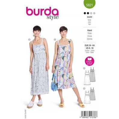burda Papier-Schnitt Kleid mit Spitzenborten #5821 Gr.34-44