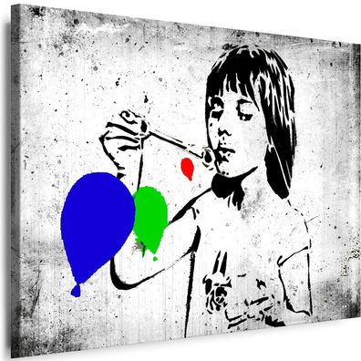 Leinwand Bilder BANKSY Graffiti Street Mädchen Ballons Kunstdruck Wandbilder
