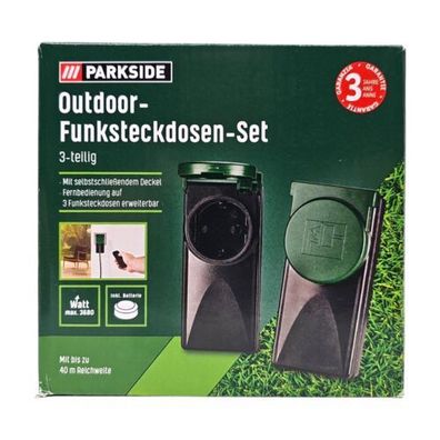 Parkside Outdoor Funksteckdosen Set 3-teilig mit Fernbedienung Erweiterbar Neu