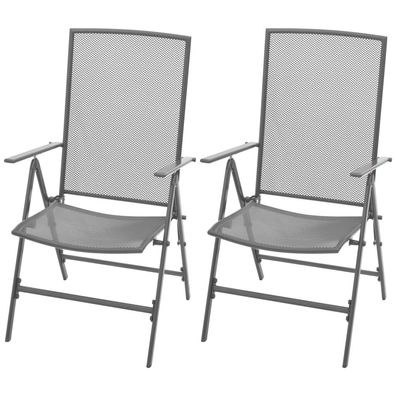 vidaXL Stapelbare Gartenstühle 2 Stk. Stahl Grau