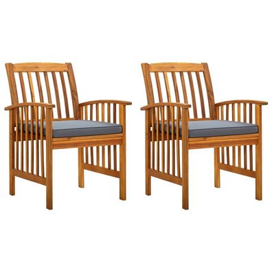 vidaXL Garten-Essstühle 2 Stk. mit Kissen Massivholz Akazie