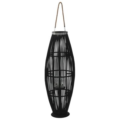 vidaXL Hängender Kerzenleuchter Bambus Schwarz 95cm