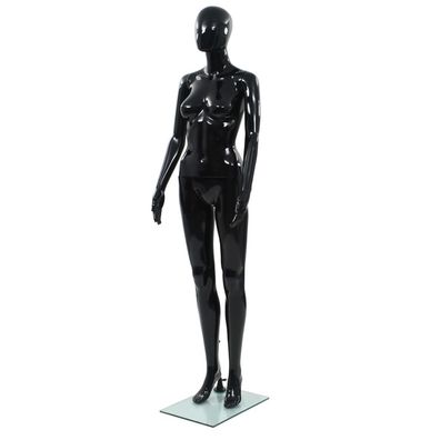 vidaXL Weibliche Schaufensterpuppe mit Glassockel Schwarz 175 cm