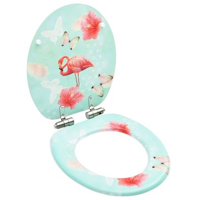 vidaXL Toilettensitz mit Soft-Close-Deckel MDF Flamingo-Design