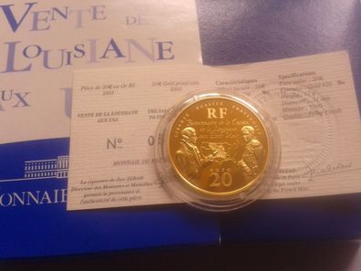 20 euro 2003 PP Frankreich Napoleon verkauft Louisiana 17g 920er Gold
