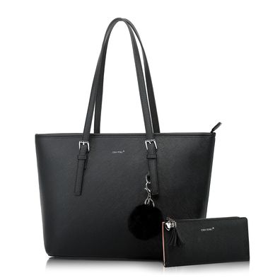 Handtasche Damen Set Schwarz Tasche Mit Geldbörse für Büro Schule Einkauf Handtasche