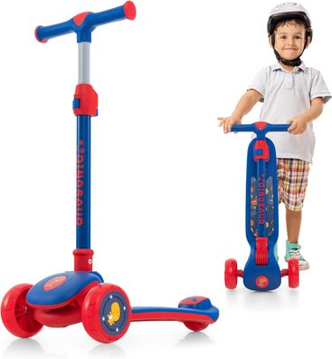 Roller Kinder klappbar, Kinder Scooter mit PU LED Rädern & Hinterbremse, Tretroller