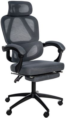 ergonomischer Bürostuhl dunkelgrau 120 kg belastbar Chefsessel Drehstuhl S-Form