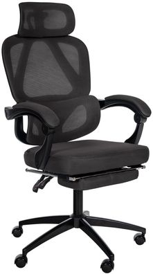 ergonomischer Bürostuhl schwarz 120 kg belastbar Chefsessel Drehstuhl S-Form