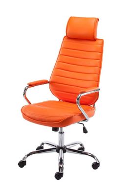 Bürostuhl 120 kg belastbar Kunstleder orange Chefsessel Drehstuhl modern design