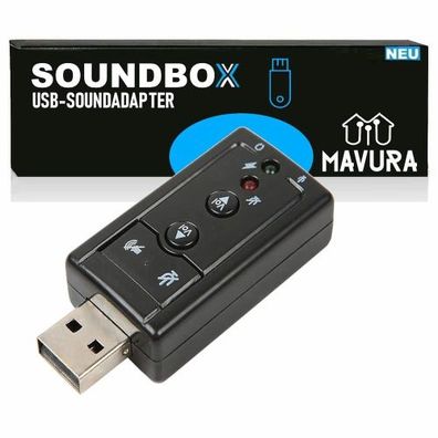 Soundbox USB Soundkarte externer Soundadapter 7.1 Surround 3D Effekt Laptop PC