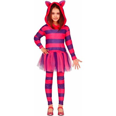 Fiestas GUIRCA Katze Cheshire Streifen Kostüm für Mädchen L-(10/12 Jahre)